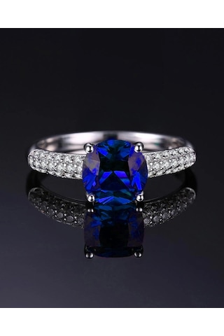 Brezza Lusso Jewelry Safir Taşlı Diamond Yarımtur Tektaş Kadın Gümüş Yüzük 13