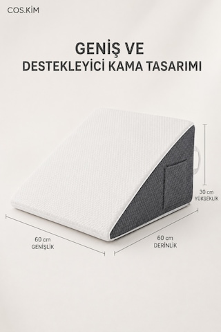 7 İn 1 Çok Amaçlı Kama Yastığı, Yıkanabilir Kılıflı, Çift Cepli Dinlenme Ve Sırt Destek Yastığı Beyaz