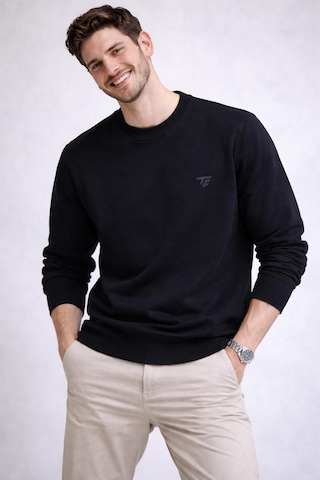 The Feel Hope Erkek Dar Kesim Flim Fit Bisiklet Yaka Desenli Kazak Siyah