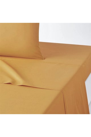 Makiteks Pamuklu Hardal 240x260 Çift Kişilik Lastiksiz Düz Çarşaf