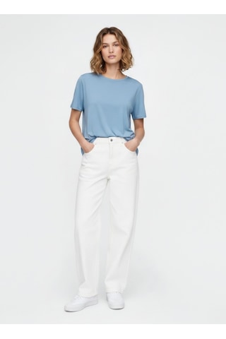 Ltb Bisiklet Yaka Relaxed Fit Mavi T-shırt Mid Indigo