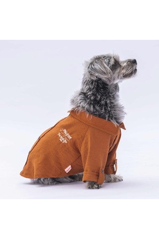 Pawstar Kahverengi Linen Look Kedi Köpek Gömleği