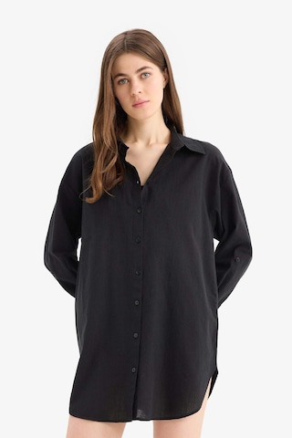 DeFacto Regular Fit Pamuklu Plaj Gömleği-Fall in Love W8241AZ25SMBK27 Siyah