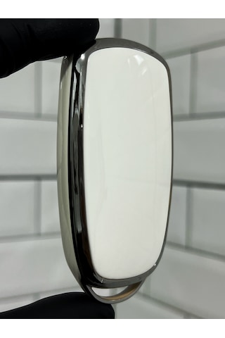 Chery Tiggo 8 Pro Smart Uyumlu Anahtar Kılıfı Beyaz - Gümüş