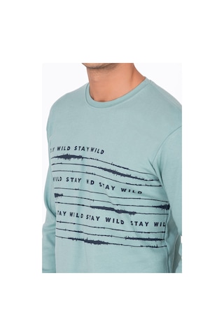 Kompedan Erkek Stay Wild Baskılı Pamuklu Pijama Takımı Su Yeşili 028 Mint - Yeşil