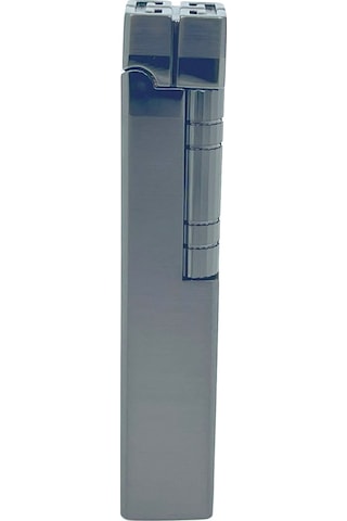 Slim Kare Metal Çakmak - Antrasit - Taşlı Gazlı