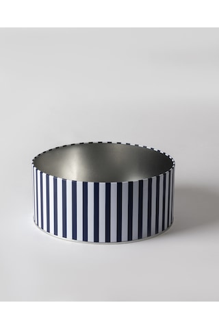 Liana Yuvarlak Metal Kutu - Büyük Boy - Mavi/beyaz 8684427192313