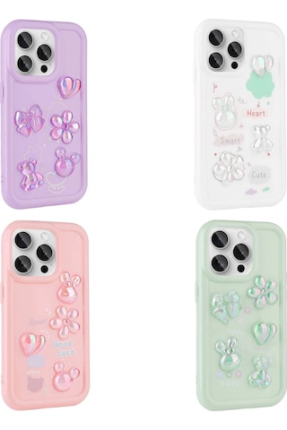Apple Uyumlu iPhone 14 Pro Max Kılıf Kabartma Figürlü Parlak Zore Toys Silikon Kapak