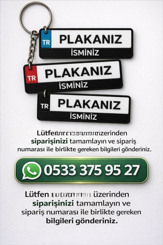 Kişiye Özel Çift Taraflı Plaka Anahtarlık - İsimli Ve Telefon Numaralı Plakalık Siyah