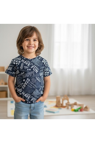 Bonbon Çocuk Siyah Baskılı Tshirt Cb1022