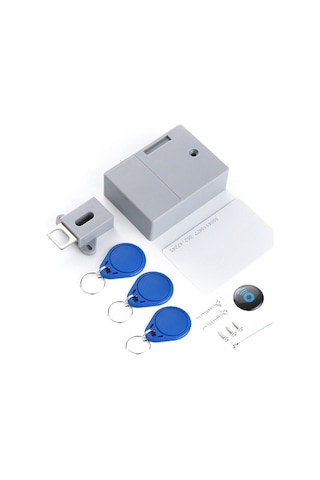 Yuntech01 Akıllı Gizli Kilit - Çekmece/çekyat/çift Kapı Uyumlu - Kablosuz Sensörlü - Mavi Anahtar - Pil Hariç - 1 Kart 3 Kilit