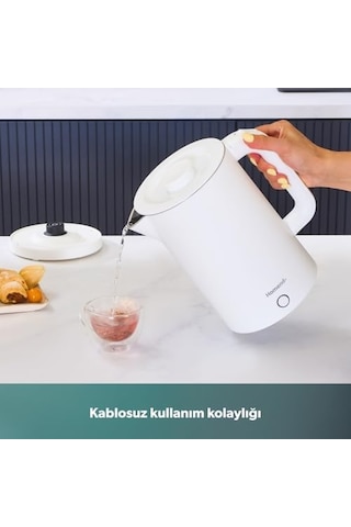 Heatrow Cooltouch 1618h Paslanmaz Çelik El Yakmaz Gövdeli Su Isıtıcısı Beyaz