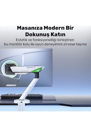 Npo Std93012lw Elysium 17"-45" Profesyonel Gaming Rgb Amortisörlü Vesa Tek Kol Monitör Tutucu