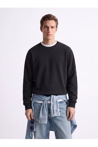 LTB Regular Fit Basic Bisiklet Yaka Antrasit Sweatshırt