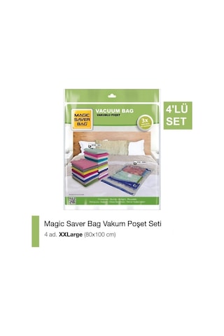 Magic Saver Bag Vakumlu Hurç 80x100 Cm. 4 Lü - Vakumlu Poşet Hurç Şefaf