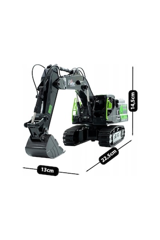 Oyuncak 1:12 Ölçek Büyük Boy Işıklı Sesli Şarjlı Duman Atan Kumandalı Kepçe Yeşil Yeşil