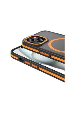Apple Uyumlu iPhone 14 Kılıf M-safe Şarj Özellikli Mat Görünümlü Zore Ant Kapak Turuncu
