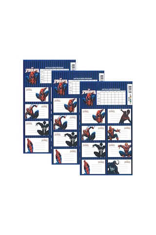Okul Etiketi Erkek Örümcek Adam Spider-Man 8 li 3 Yaprak Ders Pro