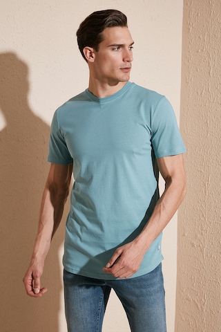 Buratti % 100 Pamuk Regular Fit Bisiklet Yaka T Shirt Erkek T Shirt 5902511 Mavi