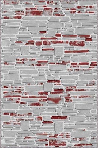 Bordo Taş Desenli Kaymaz Tabanlı Dekoratif Halı Ro07n11