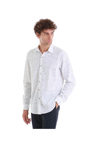 Hatemoğlu Lacivert Comfort Fit Baskılı Slim Yaka Uzun Kollu Spor Gömlek 24d190000007 00032 Lacivert