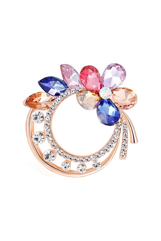 Rhinestone Çiçek Yüzüğü Broş Kristal Vintage Broş Mücevherleri Lady Girls Dekorasyon Aksesuarları