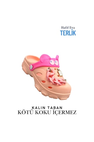 Sermoda Gözlük Desen Zincirli Eva Kız Çocuk Plaj Havuz Terlik Sabo Terlik Yavru Ağzı