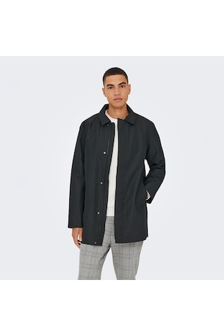Only&sons Hall Coat Erkek Siyah Klasik Yaka Kaban Siyah