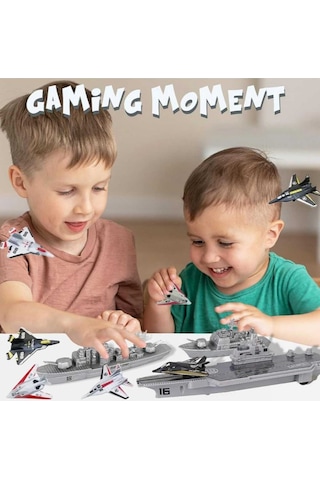 Oyuncak Uçaklı Savaş Gemisi Askeri Kruvazör 9 Parça Uçak Fırlatır Gemi Destroyer Kruvazör Jet Uçağı