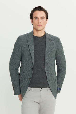 Altınyıldız Collectıon Erkek Yesıl Slim Fit Dar Kesim Mono Yaka Desenli Yünlü Ceket