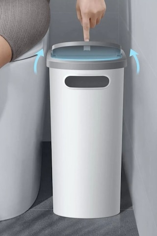 10 Litre Modern Tasarım Çöp Kovası Banyo, Ofis, Mutfak İçin Hijyenik & Pratik Atık Kutusu, Gri Gri