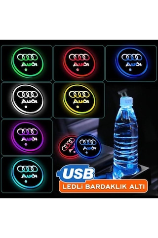 OtoÇizgi Audi Uyumlu Ledli Bardaklık Altı Usb Şarjlı 2 Adet OtoÇizgi