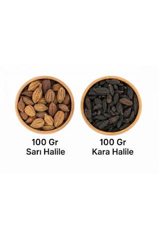 Kara Halile 100 Gr + Sarı Halile 100 Gr Doğal Şifalı Bitki Seti İkili Paket - Toplam 200 Gr