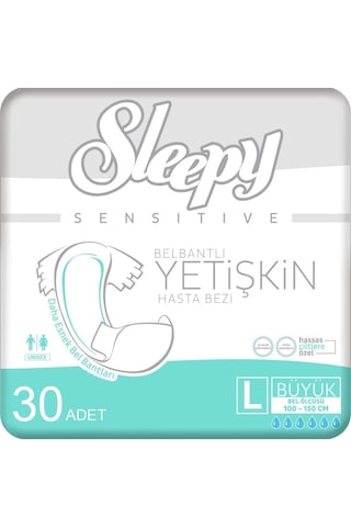 Sleepy Sensitive Antibakteriyel Süper Yetişkin Hasta Bezi Large 30 Adet
