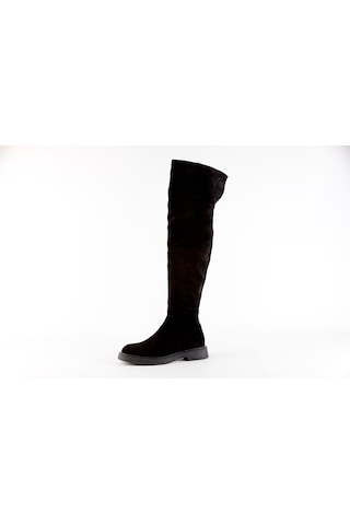 Desen Shoes Hakiki Deri Süet Kadın Uzun Çok Şık Ve Rahat Çizme Siyah Suet