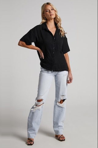 Madmext Siyah Muslin Kumaş Basic Kadın Gömlek Mg1784-siyah Siyah