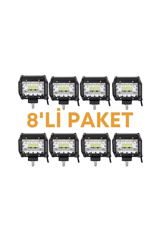 8 Adet 60w Kombo Aydınlatma 20 Led Çalışma Lambası Off Road