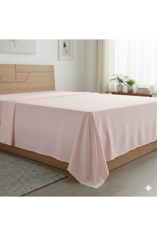 Battal Boy Düz Çarşaf Pamuklu Kumaş Lastiksiz Çarşaf 240x260 Pembe