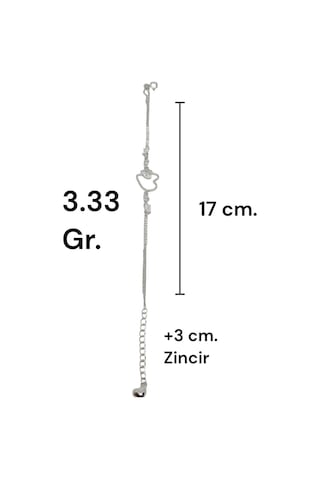 Kalp Figürlü Taş Detaylı 925 Ayar Gümüş Bileklik Gümüş