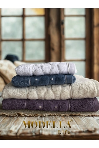 Miosse Pure 4'lü Pamuklu Havlu Seti - 2 Adet 50x100 El Yüz Baş & 2 Adet 30x50 El Mutfak Havlusu Karışık