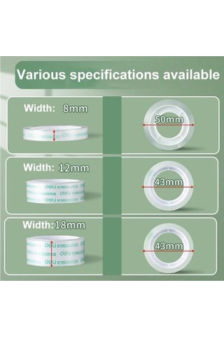 Deli Küçük Yüksek Viskozite Ofis Şeffaf Teyp Öğrenci Kırtasiye Kaseti, Size:12 Rolls Width 1.2cm X Length 27.3m Diğer