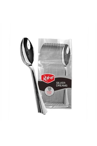 Metal Görünümlü 15,5cm Plastik Kaşık 18 Li Metalik