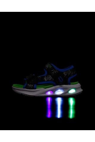 Skechers Erkek Çocuk Siyah Işıklı Sandalet Yeşil