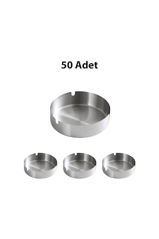 50 Adet Çelik 8 Cm Kafe Restaurant Lokanta Yuvarlak Kül Tablası Küllük