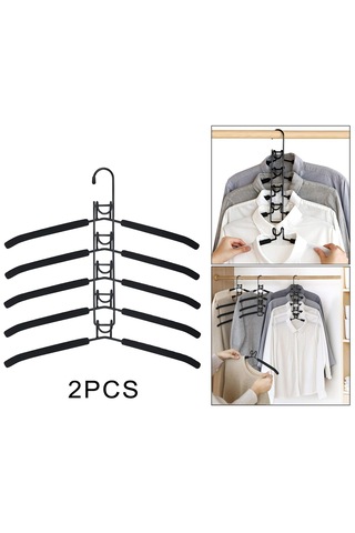 Homyl 5'i 1 Arada Çok Katmanlı Kanca Metal Elbise Askıları Siyah