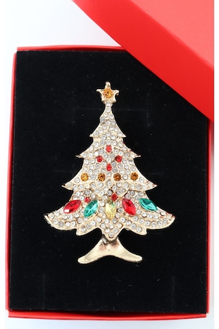 Zirkon Taşlı Cam Ağacı Broş. Gold Çam Ağaçlı Yaka İğnesi Broş. Kadın Erkek Broş. Çam Ağacı Broş Çok Renkli