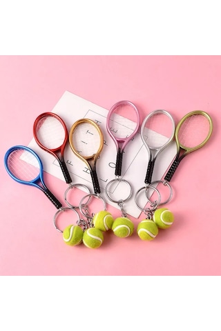 Gerçekçi Tenis Raketi Tasarımlı Şık Anahtarlık Kolye Çanta Süsü Tennis Keychain 5492