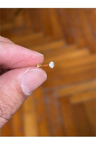 Cerrahi Çelik Tragus Helix Kıkırdak Conch Minimal Tek Taş Piercing Gold
