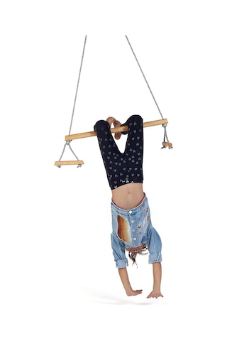 Trapez Ahşap Duyusal Salıncak 8mm İp 100kg Taşır Set Çocuk Aktivite Jimnastik Gelişim Salıncağı