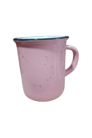 Seramik Kulplu Bardak Renkli Emaye Görünümlü 260 Cc - Pembe Pembe